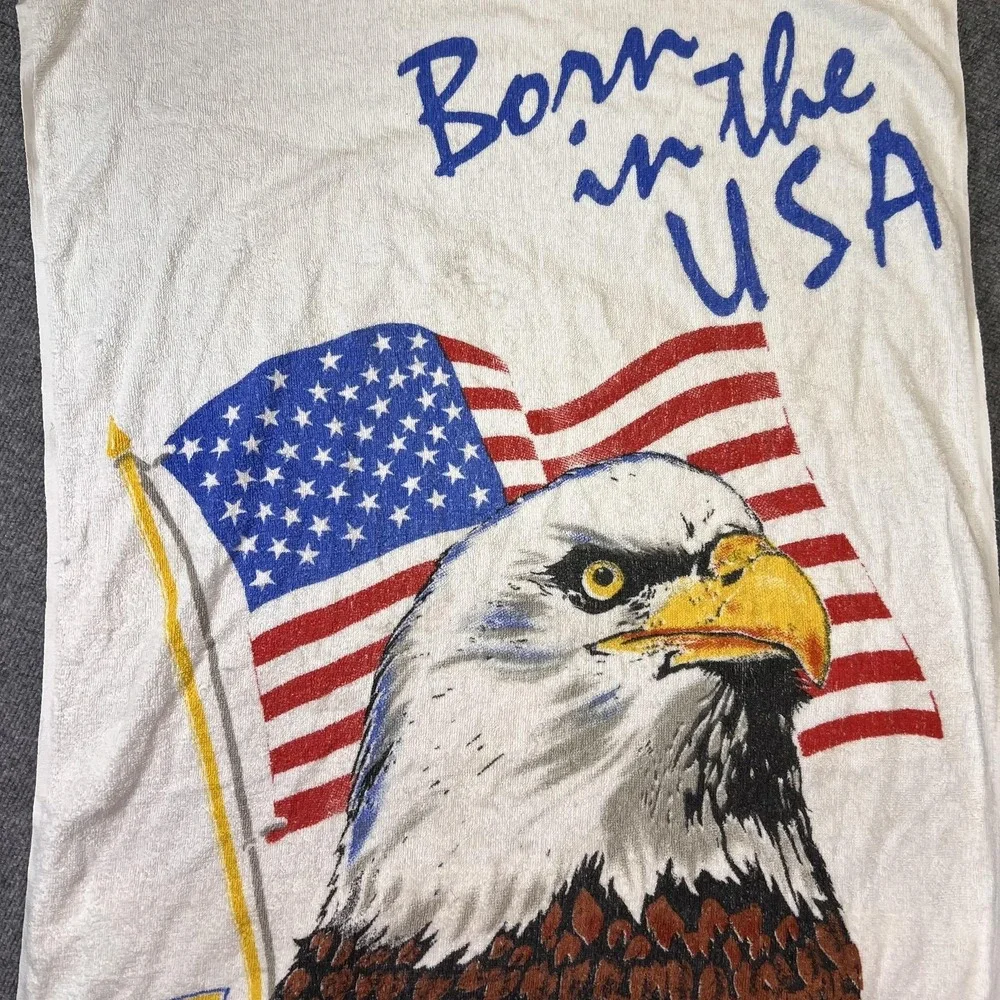 Harley-Davidson Beach Towel Born In The USA Eagle Flag Cotton America White